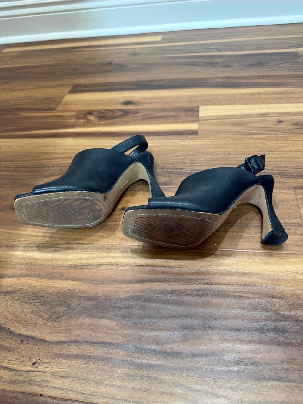Vince Camuto Black Open-Toe Slingback Heeled Mules - Women - Picture 3 of 4